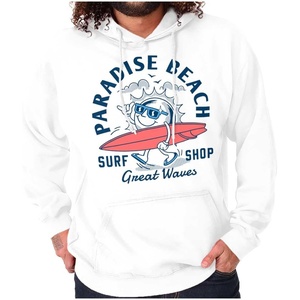Paradise Beach Great Waves Surf Sun Hoodie Sweatshirt Women Men(White)