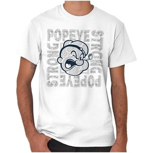 Popeye Cartoon Paisley Bandana Pattern Graphic T Shirt Men or Women(White – Popeye Strong)