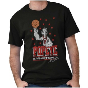 Popeye Sports Basketball Hoops Team Player Graphic T Shirt Men or Women(Black – Basketball Finger Spin)