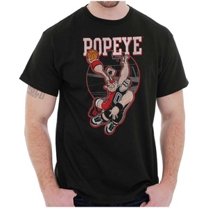 Popeye Sports Basketball Hoops Team Player Graphic T Shirt Men or Women(Black – Bluto Defense)