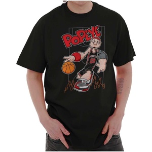 Popeye Sports Basketball Hoops Team Player Graphic T Shirt Men or Women(Black – Fire Dribble)