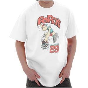 Popeye Sports Basketball Hoops Team Player Graphic T Shirt Men or Women(White – All Star Dunk)