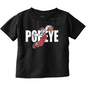 Popeye Sports Basketball Hoops Team Player Toddler Baby Graphic T Shirt(Black – Basketball Player)