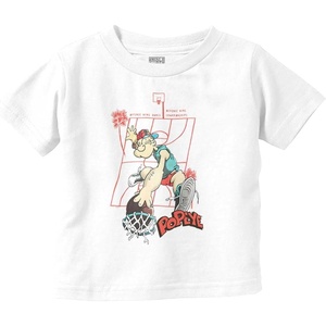 Popeye Sports Basketball Hoops Team Player Toddler Baby Graphic T Shirt(White – Slam Dunk)