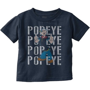 Popeye The Sailor Man On Repeat Retro Toddler Boy Girl T Shirt(Navy)