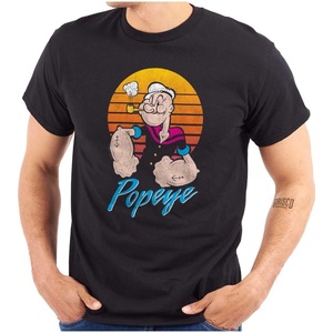 Popeye The Sailor Man Retro Sunset Graphic T Shirt Men or Women(Black)