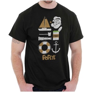 Popeye The Sailor Man Sea Captain Graphic T Shirt Men or Women(Black)