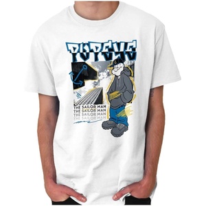 Popeye Urban City Skyscraper Cartoon Graphic T Shirt Men or Women(White)
