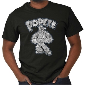 Popeye Urban Stick and Leaf Camouflage Gym Graphic T Shirt Men or Women(Black – Muscular Sailor Man)