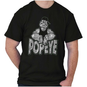 Popeye Urban Stick and Leaf Camouflage Gym Graphic T Shirt Men or Women(Black – Popeye Bling)