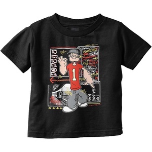 Popeye Urban Train Station Streetwear Toddler Baby Graphic T Shirt(Black)