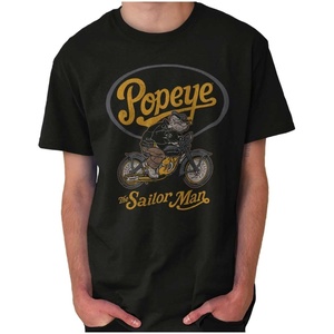 Popeye Vintage Motorcycle Biker Graphic T Shirt Men or Women(Black – Retro Biker)
