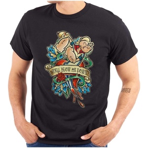 Popeye Well Blow Me Down Tattoo Graphic T Shirt Men or Women(Black)