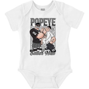 Popeye and Friends Urban Cholo LA West Coast Baby Romper Boys or Girls(White – Homie Bandana)