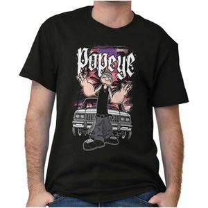 Popeye and Friends Urban Cholo LA West Coast Graphic T Shirt Men or Women(Black – Low Rider Car)