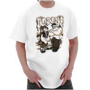 Popeye and Friends Urban Cholo LA West Coast Graphic T Shirt Men or Women(White – Popeye and Bluto)