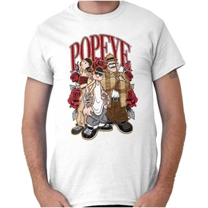 Popeye and Friends Urban Cholo LA West Coast Graphic T Shirt Men or Women(White – Rose Gang)