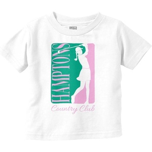 Preppy Hamptons Country Golf Club Toddler Baby Graphic T Shirt(White)