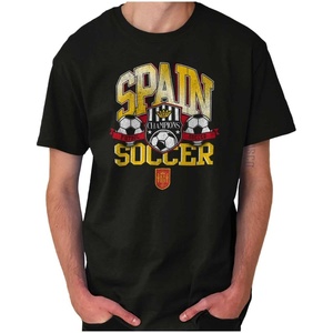 Spain Soccer Champion Futbol Team Graphic T Shirt Men or Women(Black)