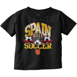 Spain Soccer Champion Futbol Team Toddler Baby Graphic T Shirt(Black)