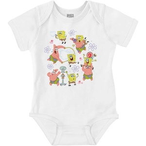 SpongeBob Patrick Gary Jelly Fishing Baby Bodysuit Jumper Girls(White)