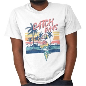 Tropical Beach Parrot Catch Rays Graphic T Shirt Men or Women(White)