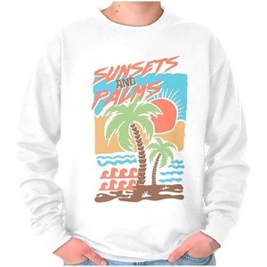Tropical Beach Sunsets and Palm Trees Sweatshirt for Men or Women(White)