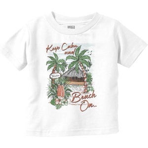 Tropical Keep Calm and Beach On Toddler Baby Graphic T Shirt(White)