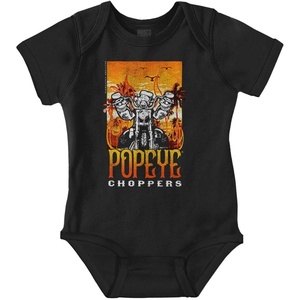 Vintage Popeye Biker Classic Choppers Baby Romper Boys or Girls(Black – Popeye Choppers)