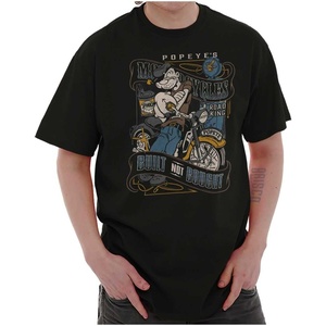 Vintage Popeye Classic Motorcyle Biker Graphic T Shirt Men or Women(Black – Built Not Bought)