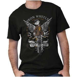 Vintage Popeye Classic Motorcyle Biker Graphic T Shirt Men or Women(Black – Iron Wheels)