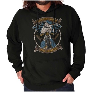 Vintage Popeye Classic Motorcyle Biker Hoodie Sweatshirt Women Men(Black – Freedom Rider)