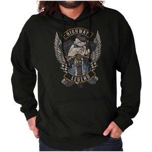Vintage Popeye Classic Motorcyle Biker Hoodie Sweatshirt Women Men(Black – Highway Legend)