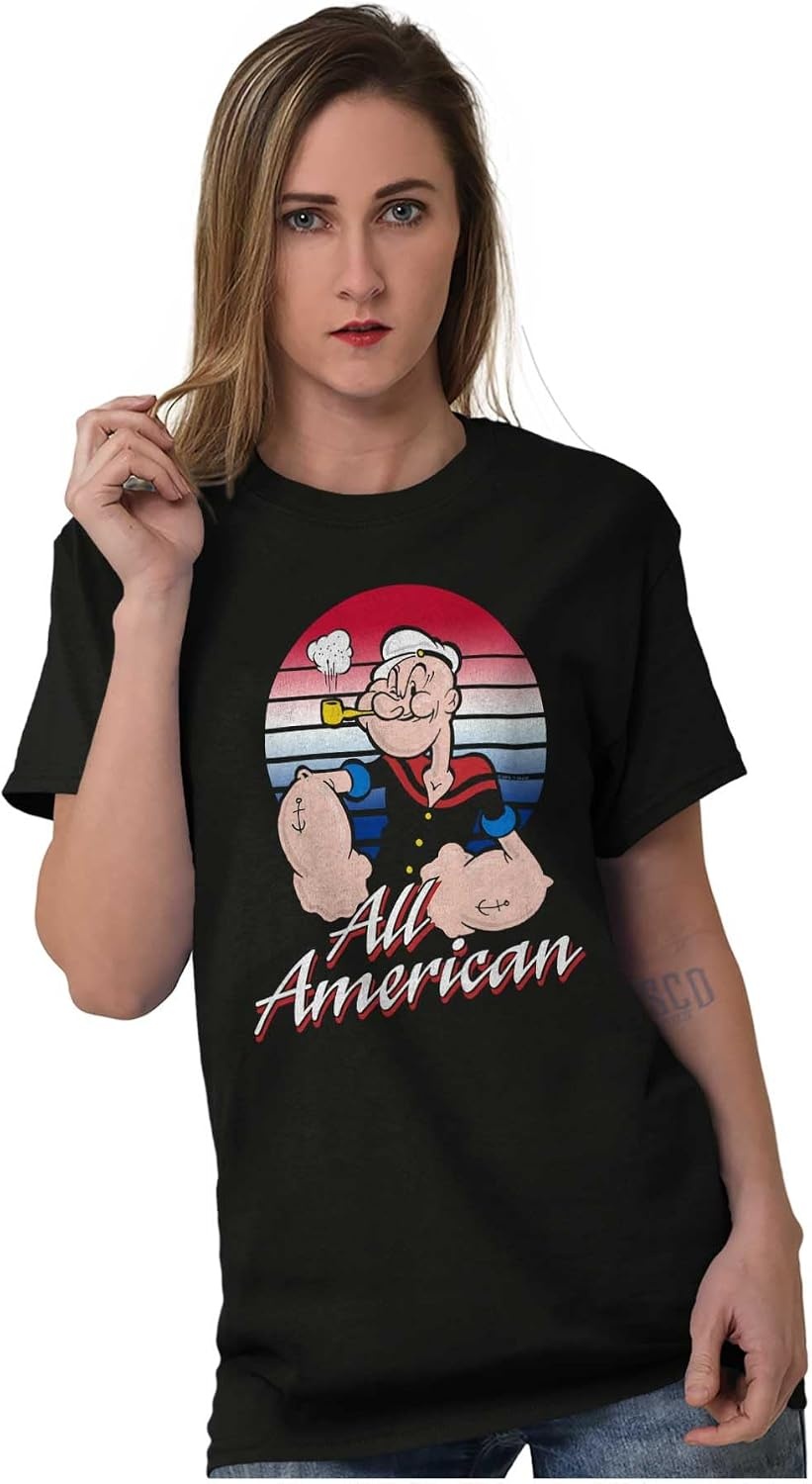 image:imageAll American Popeye The Sailor Man Graphic T Shirt Men or WomenBlack