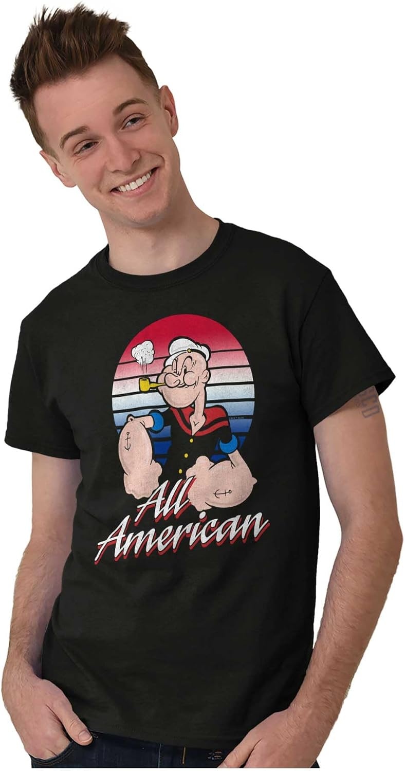 image:imageAll American Popeye The Sailor Man Graphic T Shirt Men or WomenBlack