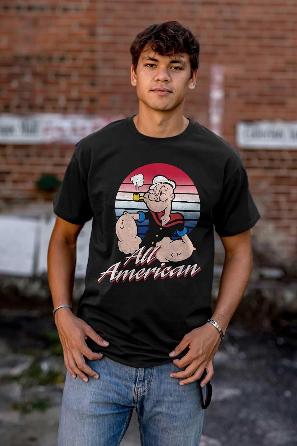 image:imageAll American Popeye The Sailor Man Graphic T Shirt Men or WomenBlack