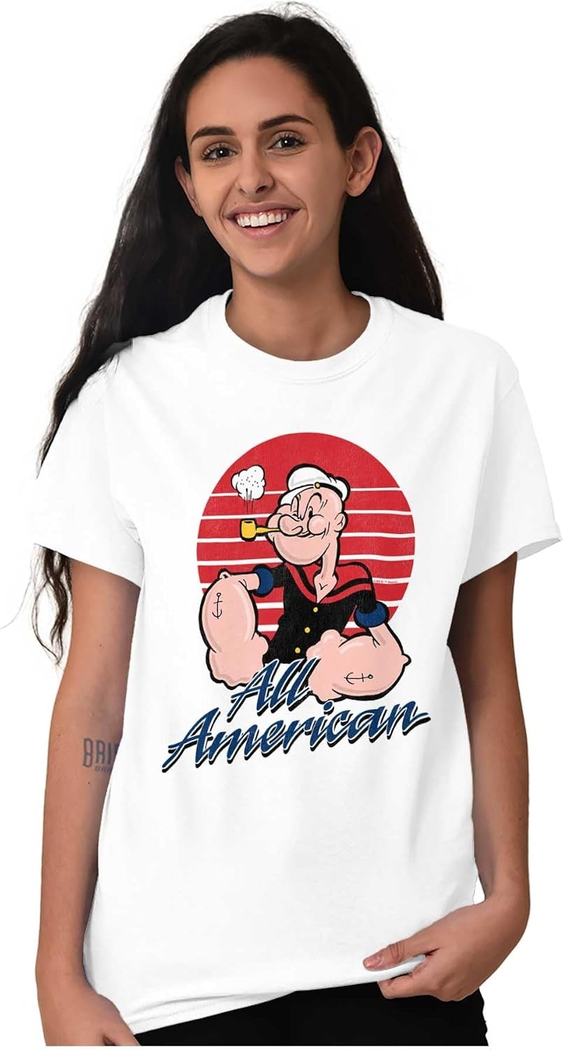 image:imageAll American Popeye The Sailor Man Graphic T Shirt Men or WomenWhite