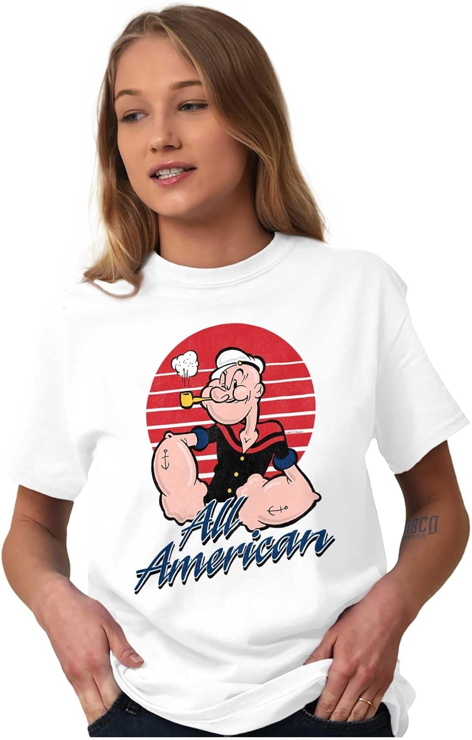 image:imageAll American Popeye The Sailor Man Graphic T Shirt Men or WomenWhite