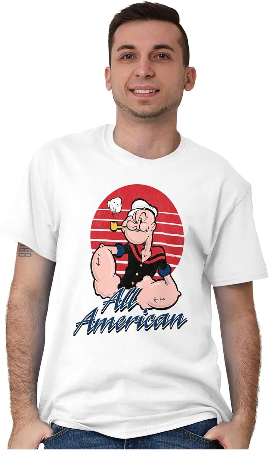 image:imageAll American Popeye The Sailor Man Graphic T Shirt Men or WomenWhite