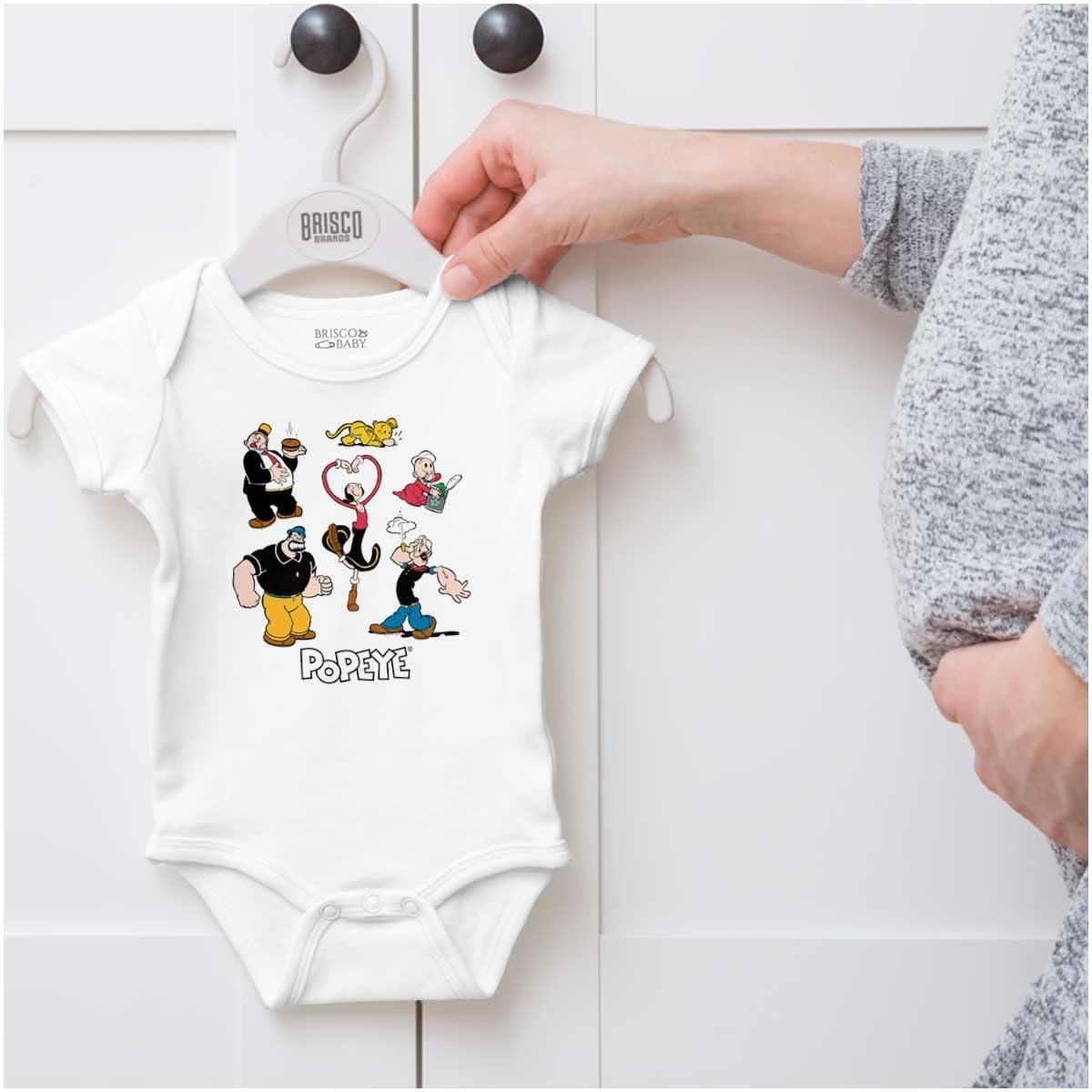 image:imageBrisco Brands Classic Popeye Cartoon Characters Baby Romper Boys or GirlsWhite
