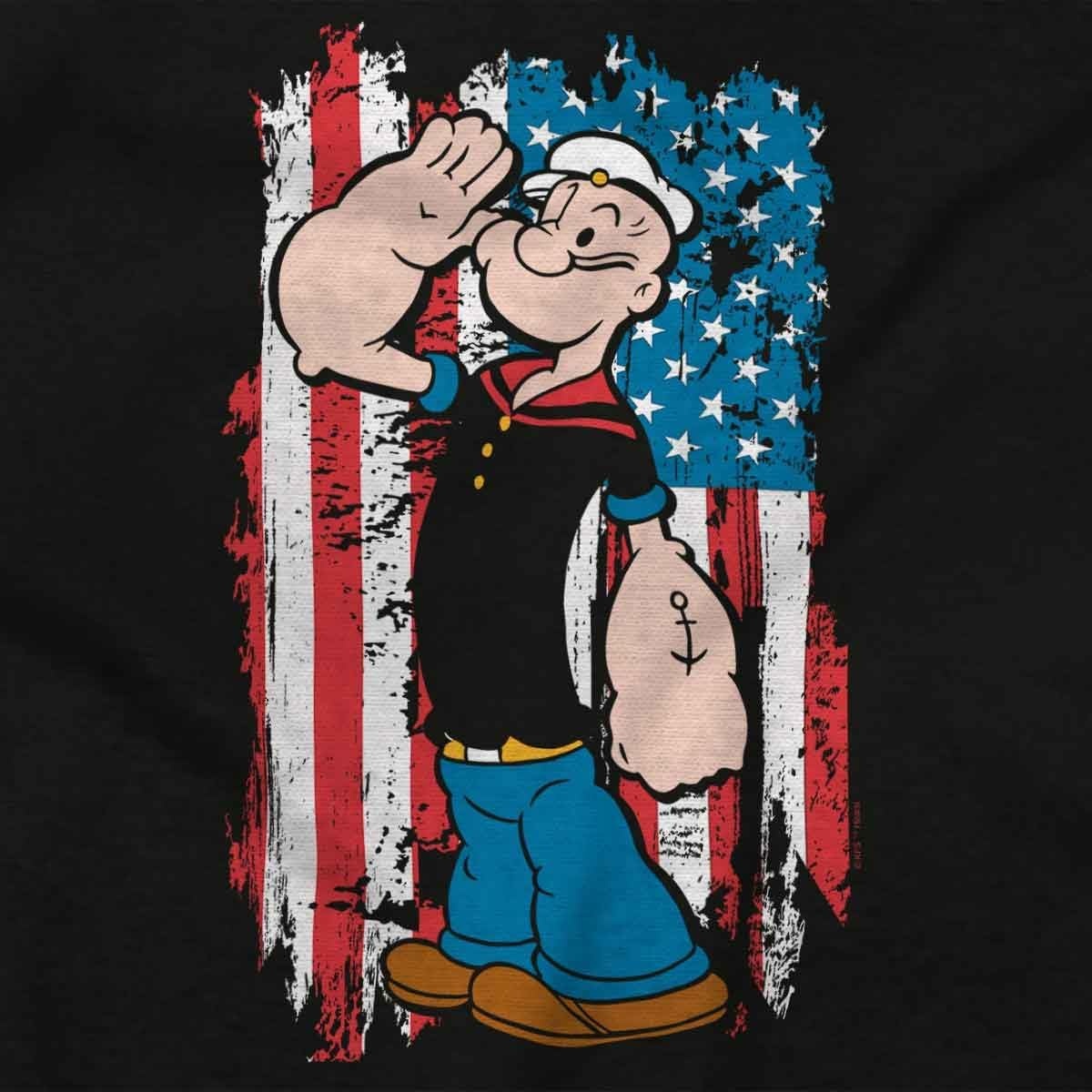 image:imageBrisco Brands Patriotic Popeye Salute America Graphic T Shirt Men or WomenBlack