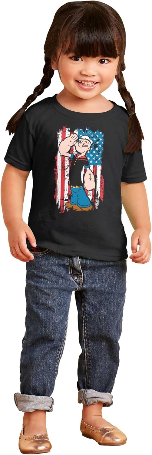 image:imageBrisco Brands Patriotic Popeye Salute America Toddler Baby Graphic T ShirtBlack
