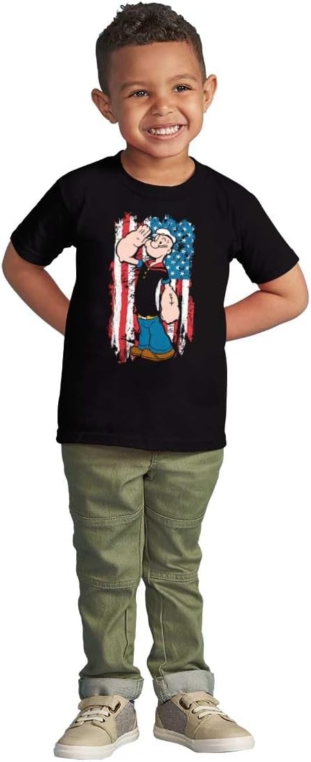 image:imageBrisco Brands Patriotic Popeye Salute America Toddler Baby Graphic T ShirtBlack