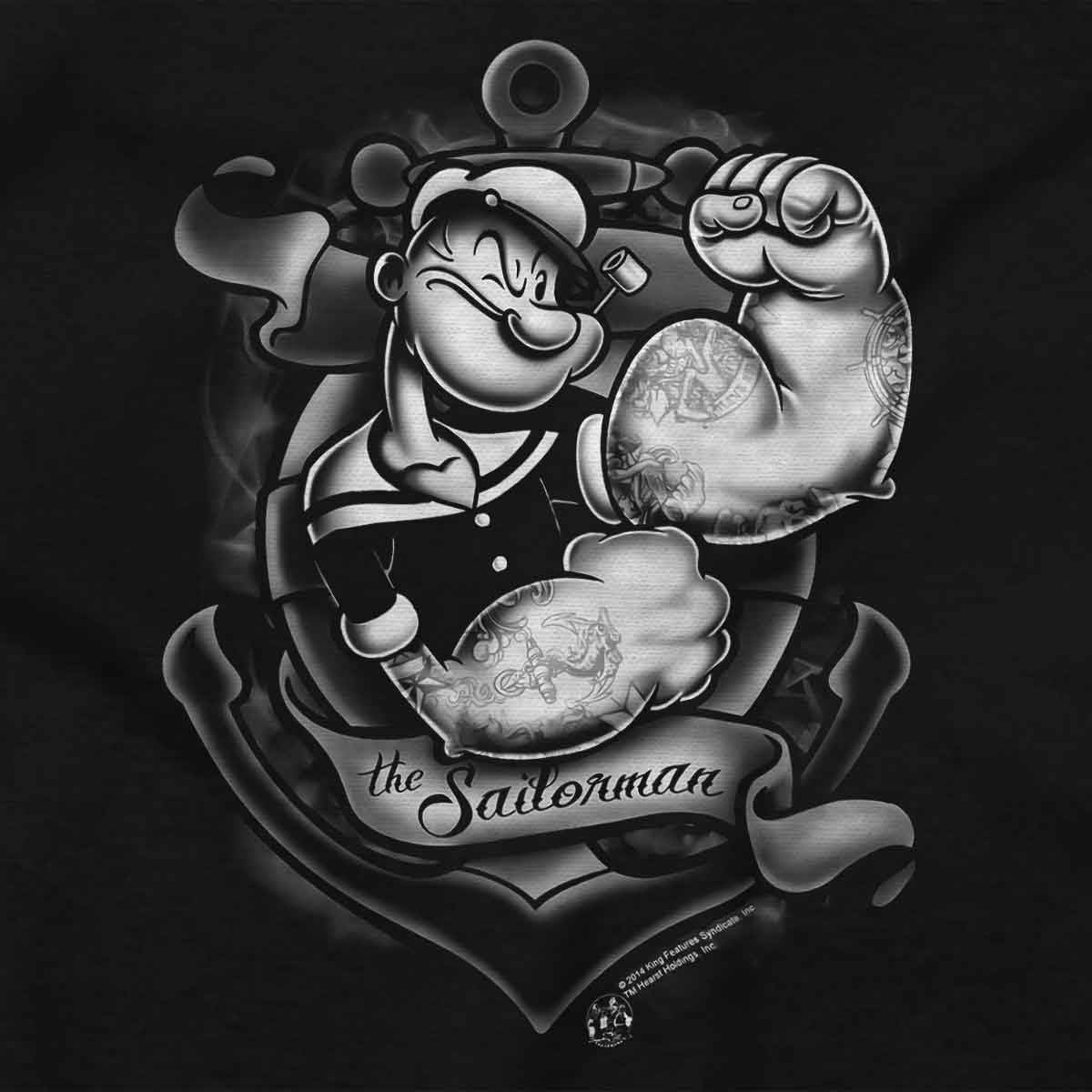 image:imageBrisco Brands Popeye Anchor Tattoo Muscle Flex Hoodie Sweatshirt Women MenBlack