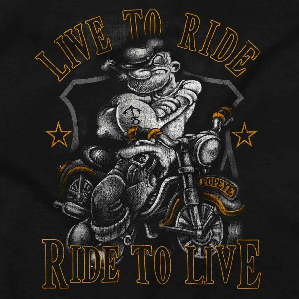 image:imageBrisco Brands Popeye Biker Live To Ride Cartoon Hoodie Sweatshirt Women MenBlack