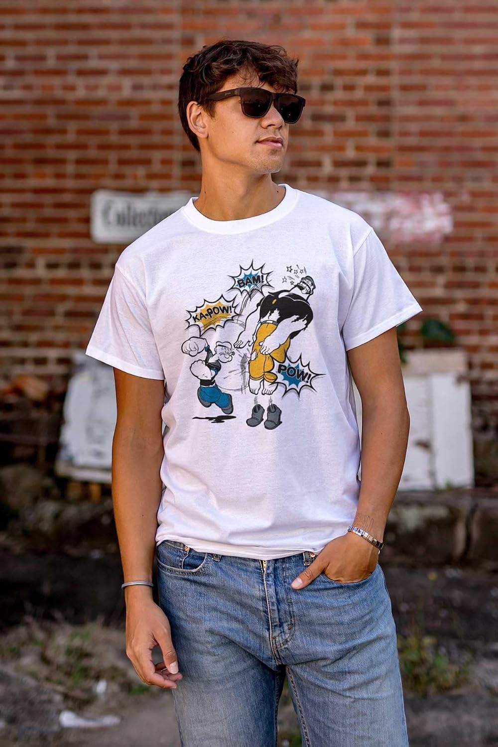 image:imageBrisco Brands Popeye Bluto Fight KaPow Punch Graphic T Shirt Men or WomenWhite