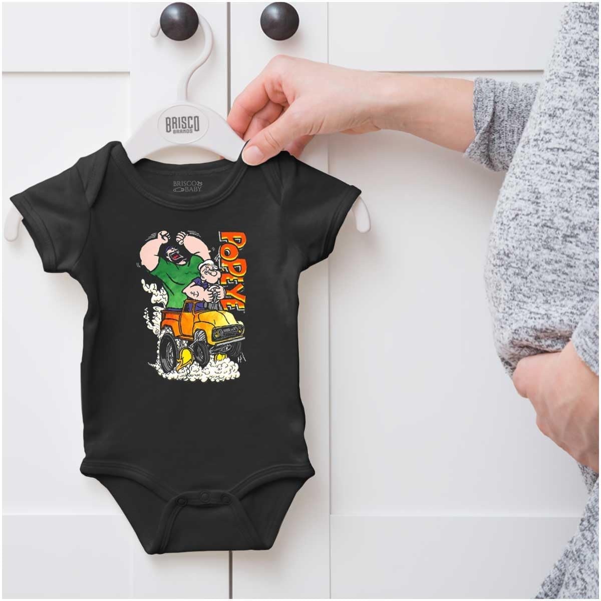 image:imageBrisco Brands Popeye Bluto Monster Truck Chaos Baby Romper Boys or GirlsBlack