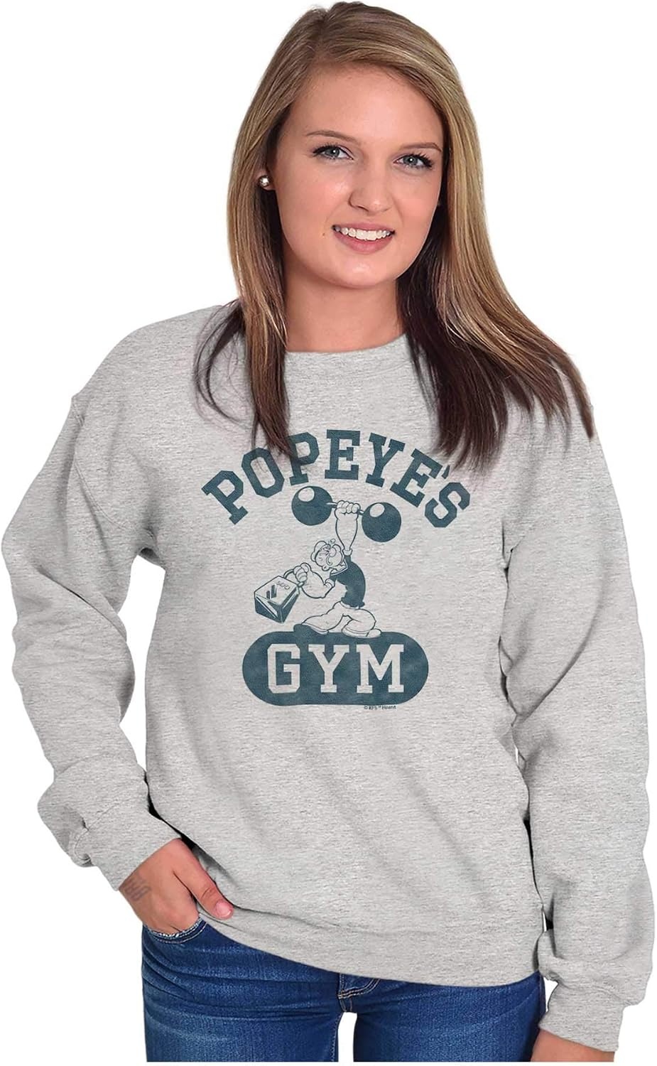 image:imageBrisco Brands Popeye Body Builder Gym Workout Cool Sweatshirt for Men or WomenSport Grey