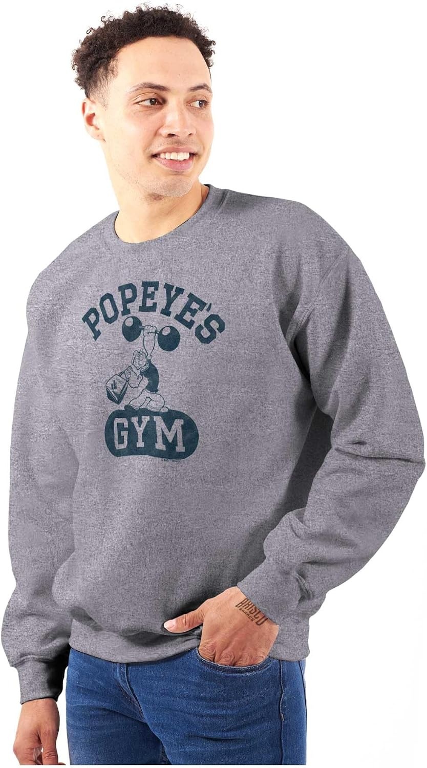 image:imageBrisco Brands Popeye Body Builder Gym Workout Cool Sweatshirt for Men or WomenSport Grey