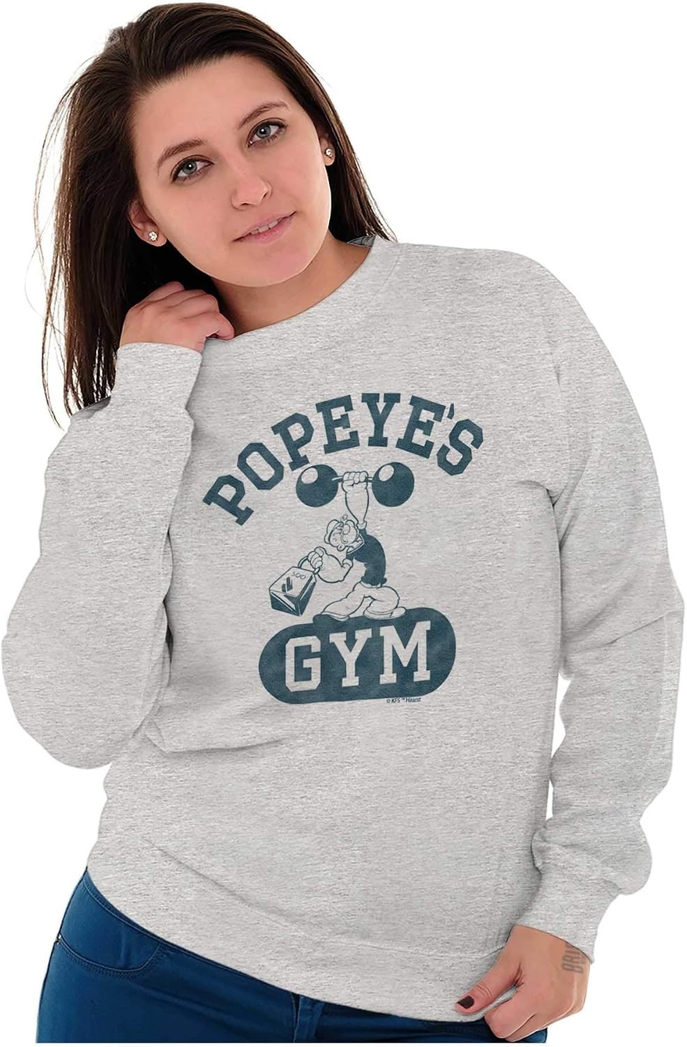 image:imageBrisco Brands Popeye Body Builder Gym Workout Cool Sweatshirt for Men or WomenSport Grey